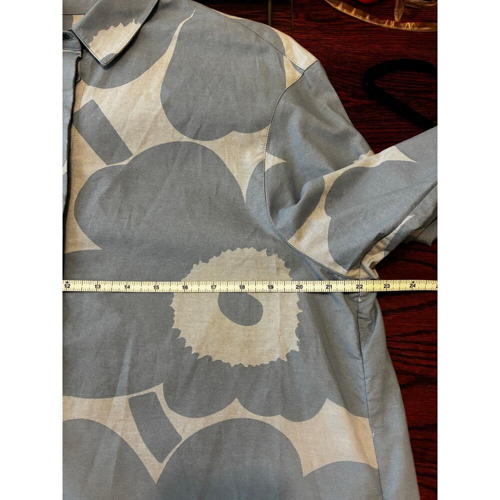 Marimekko Ruoste Unikko Button Down Blouse in Blue Poppy Women's 40 Large - Picture 8 of 8